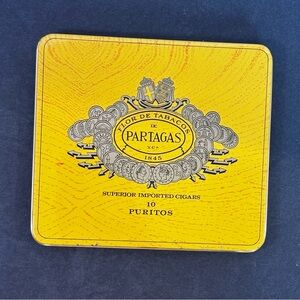 VINTAGE EMPTY PARTAGAS 10 PURITOS MINI CIGAR METAL TIN CLEAN